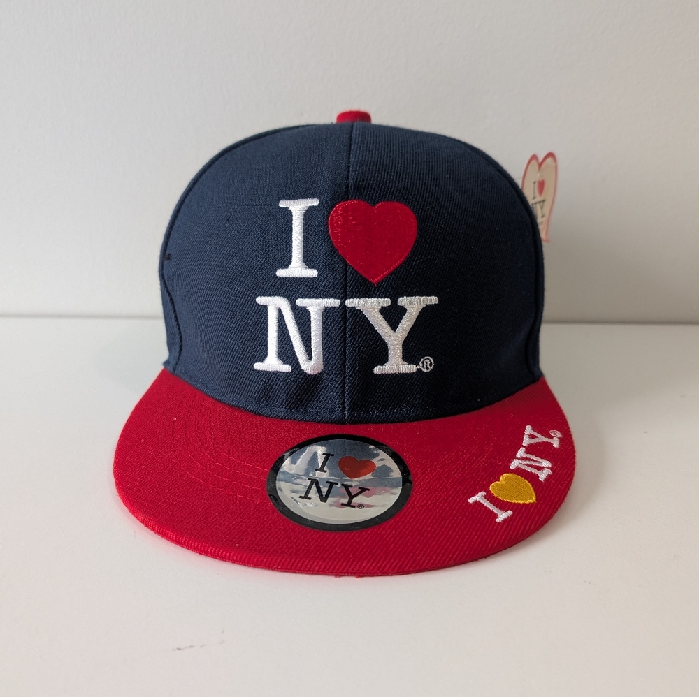 I LOVE N.Y. One Size Fits All Blue/Red Embroidered Snapback Baseball C